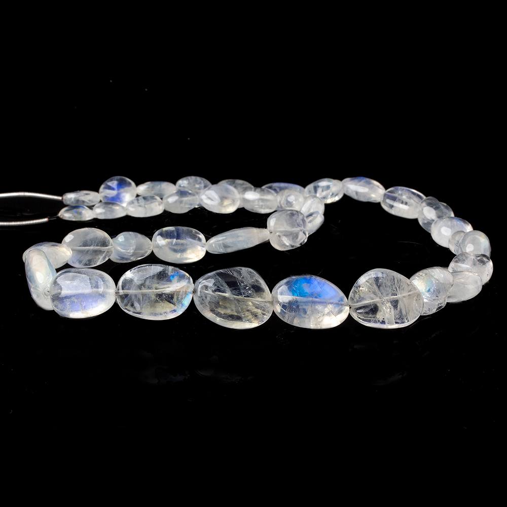 10x8x4-21x12x8mm Rainbow Moonstone carved petal divot nuggets 19 inches 37 beads AAA