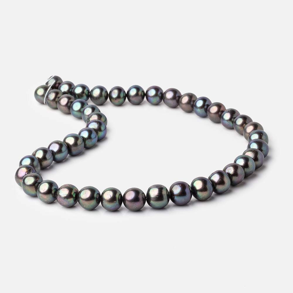 10x9-11x9mm Multi Color Peacock Off Round Freshwater Pearls 16 inch 42 pieces A