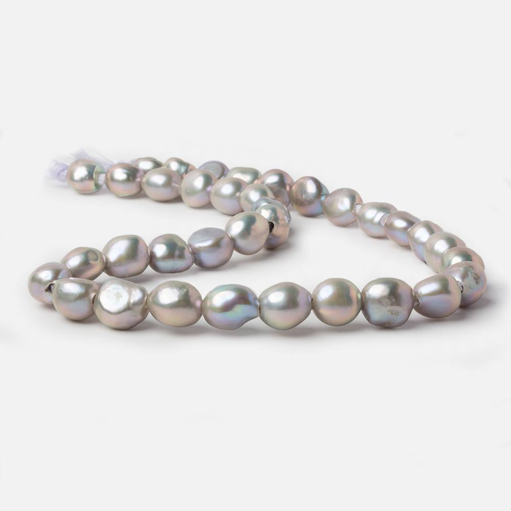 10x9-12x10mm Iridescent Pink Silver Baroque 2.5mm large hole Pearl 15 in. 35 pcs