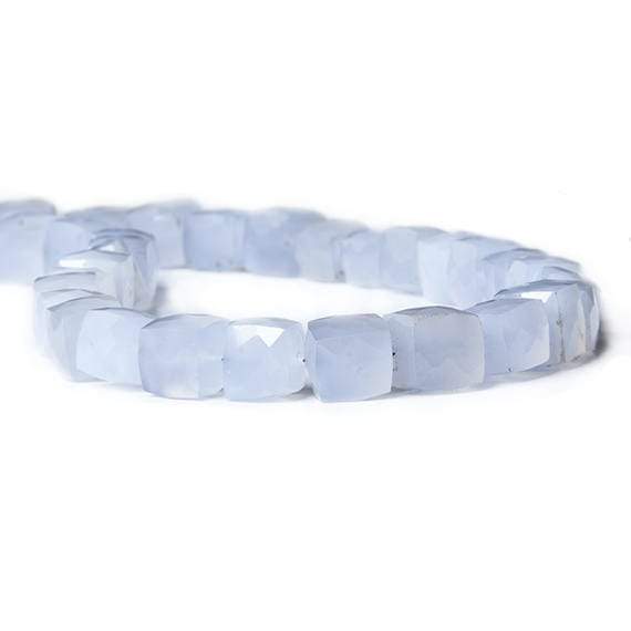 10x9-13.5x10mm Turkish Blue Chalcedony faceted cube 16 inches 37 beads