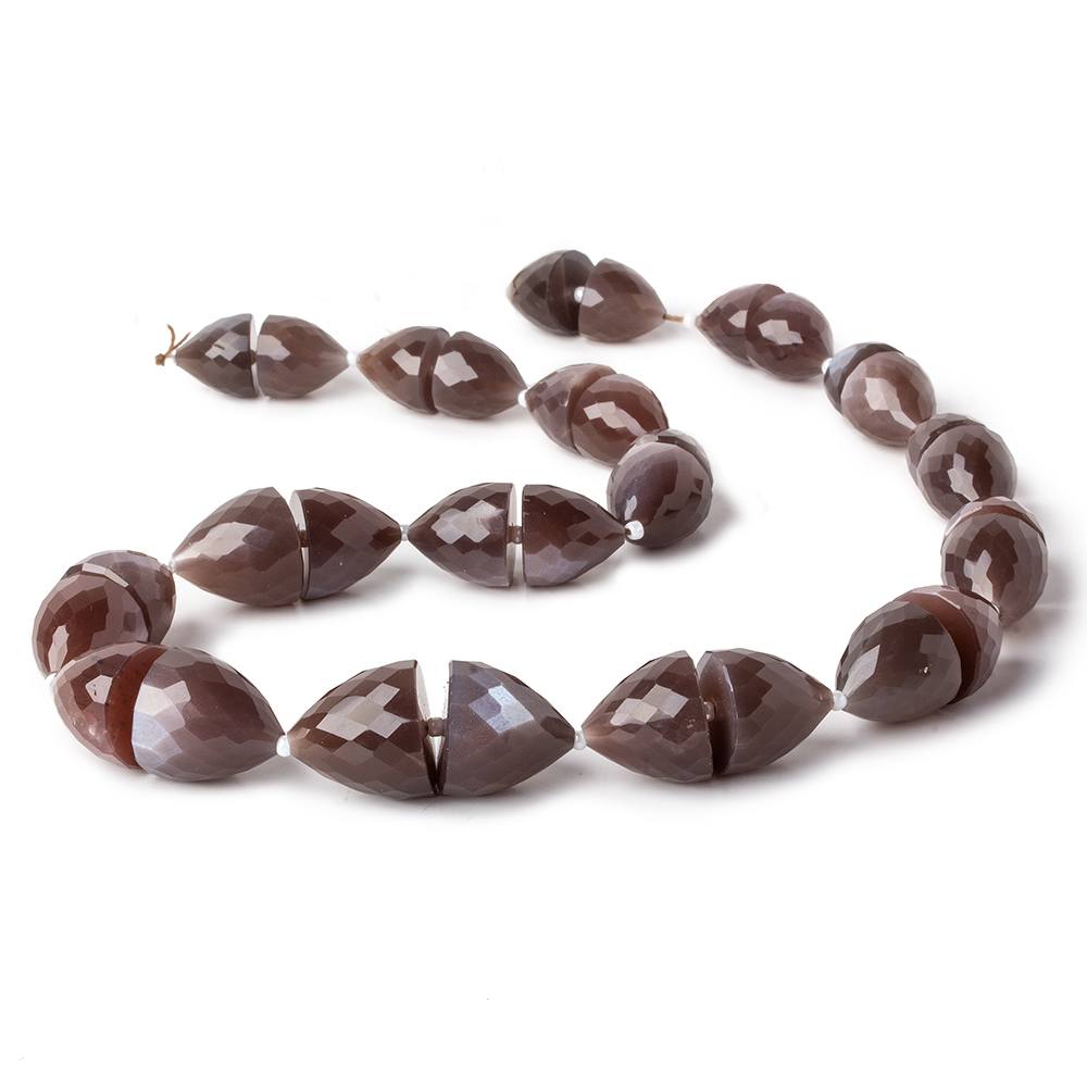 10x9-14x14mm Chocolate Brown Moonstone Center Drilled Faceted Fancy Shapes 15.5 inch 32 beads AA