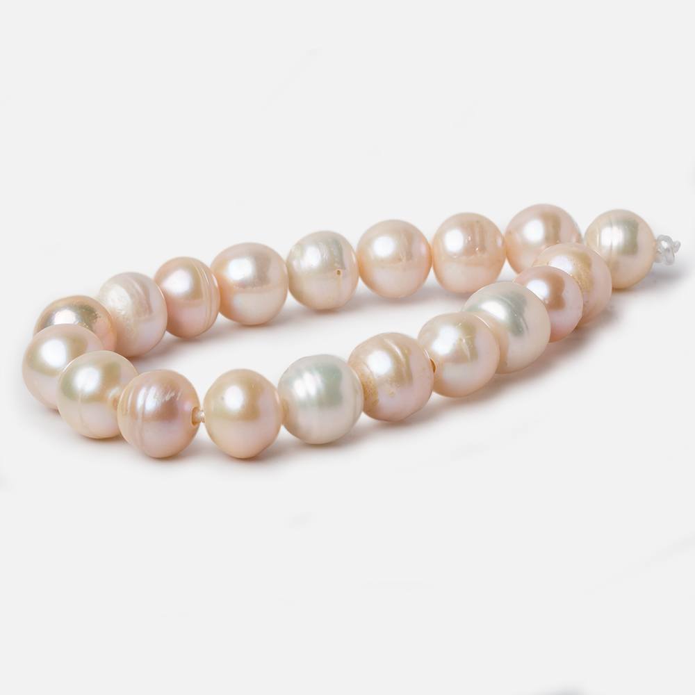 11-11.5mm Peach Ringed Baroque Large Hole pearls 8 inch 19 pieces