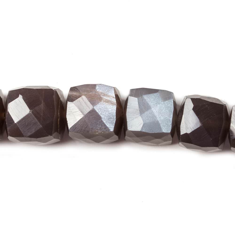 9-11.5mm Chocolate Moonstone faceted cube beads 8 inch 19 pieces