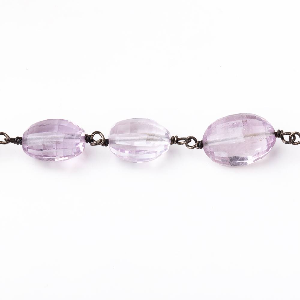 11-12mm Pink Amethyst Faceted Oval Beads on Black Gold over .925 Silver Chain