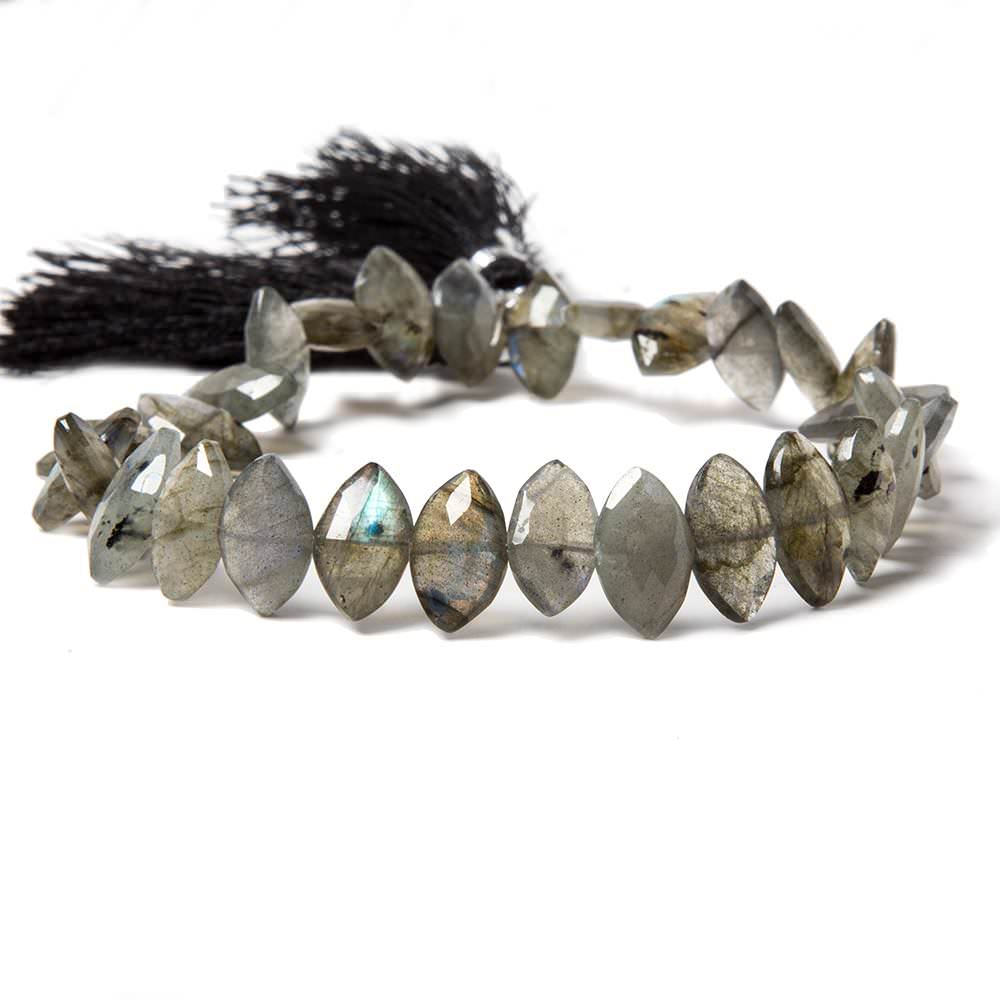 11-13mm Labradorite Side Drilled Faceted Marquise Beads 8 inch 28 pieces