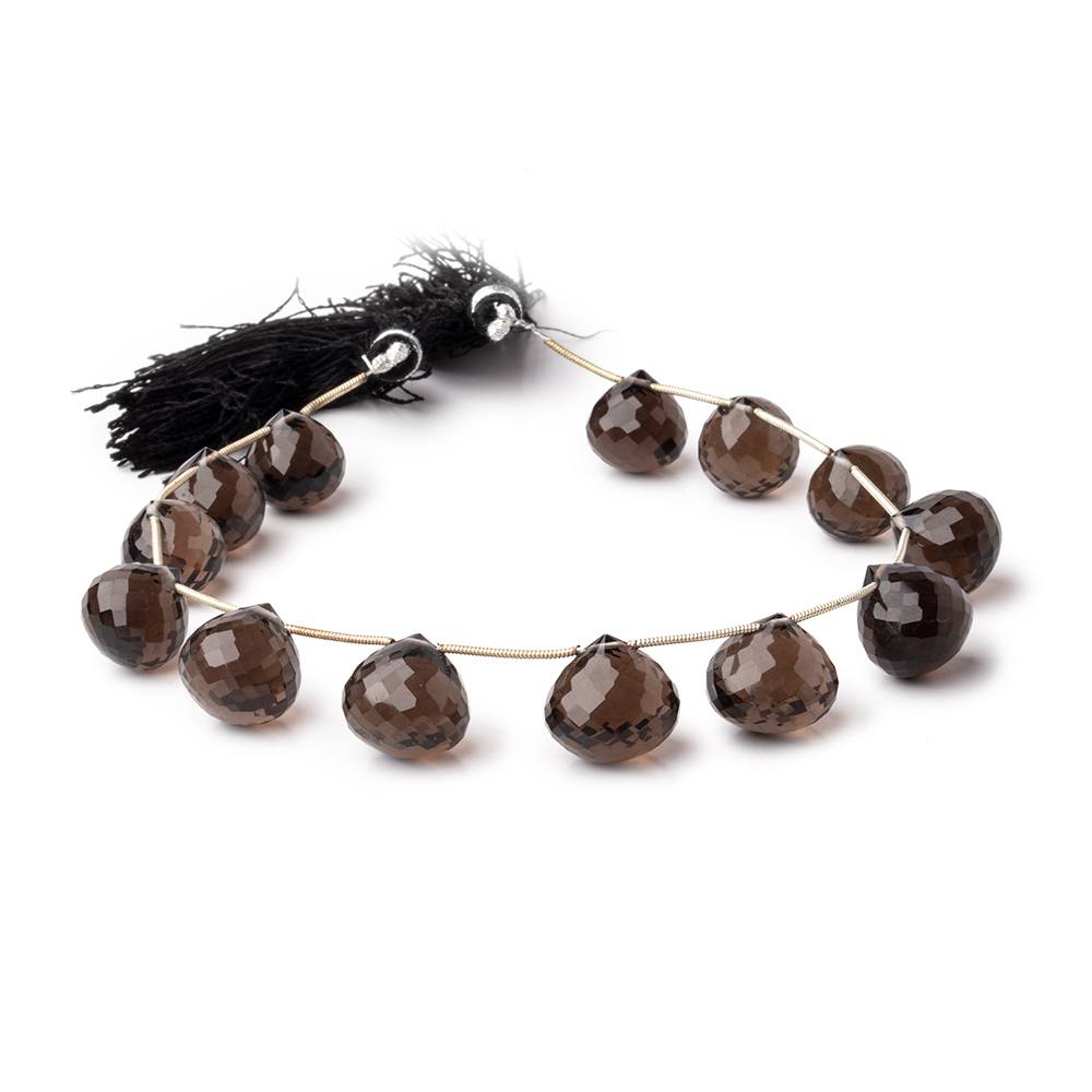 11-13mm Smoky Quartz Faceted Candy Kiss Beads 8 inch 13 pieces