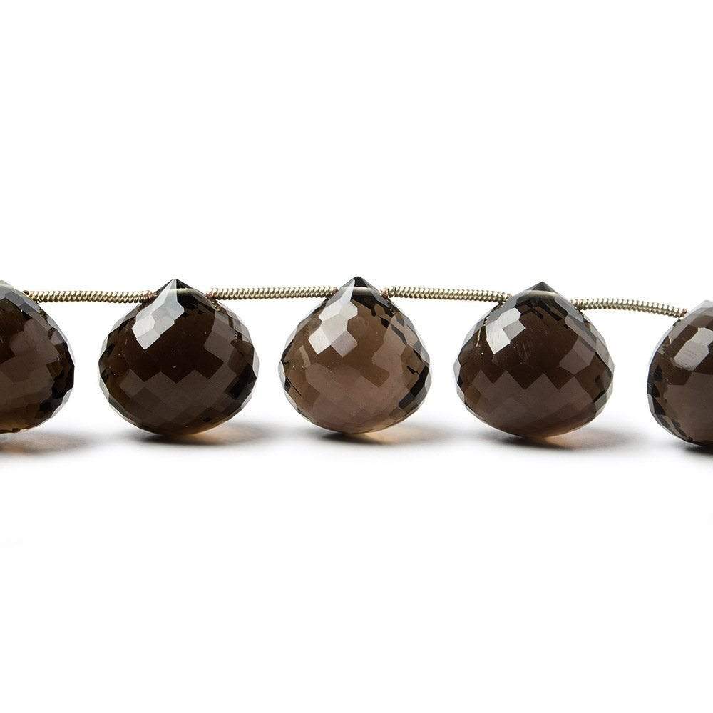 11-13mm Smoky Quartz Faceted Candy Kiss Beads 8 inch 15 beads