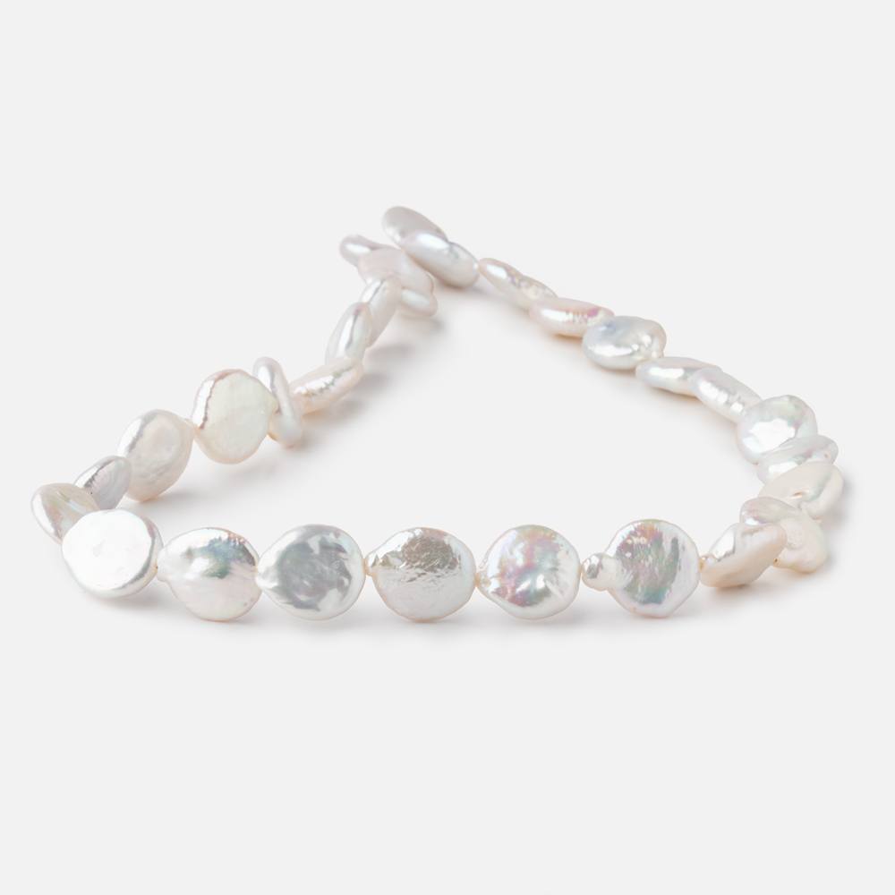 11-13mm White Coin Freshwater Pearls 15.5 inch 22 pieces