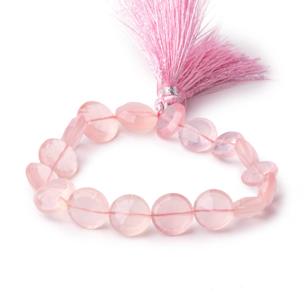 11-14mm Rose Quartz Brilliant Faceted Coin Beads 8 inch 17 pieces