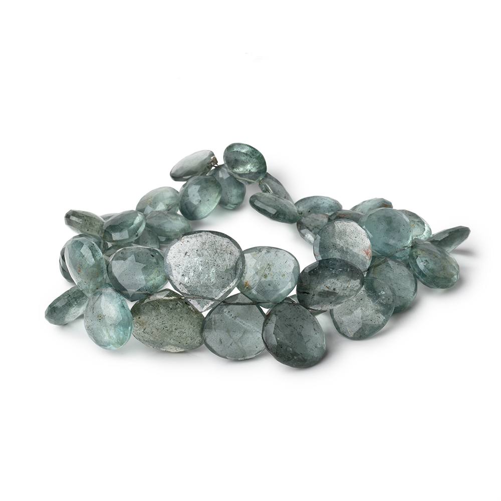 11-17mm Moss Aquamarine Faceted Heart Beads 9 inch 39 pieces