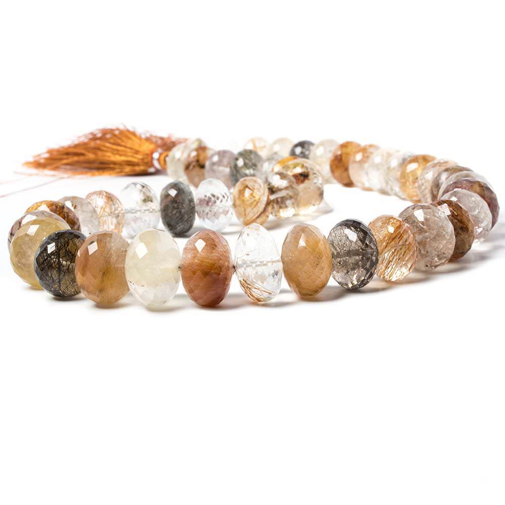 11-17mm Rutilated Quartz Faceted Rondelle Beads 16 inch 44 pieces