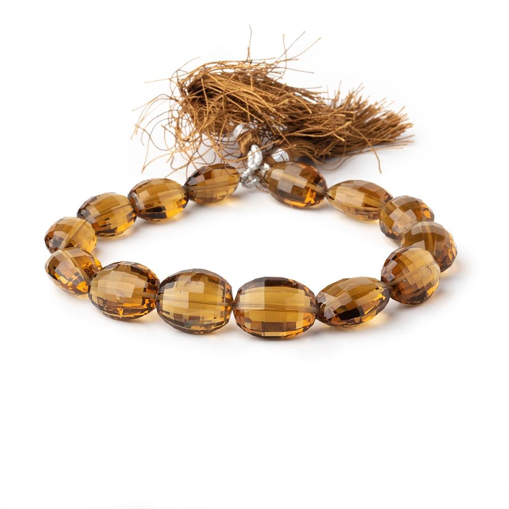 11-17mm Whiskey Quartz Checkerboard Faceted Oval 8 inch 14 Beads