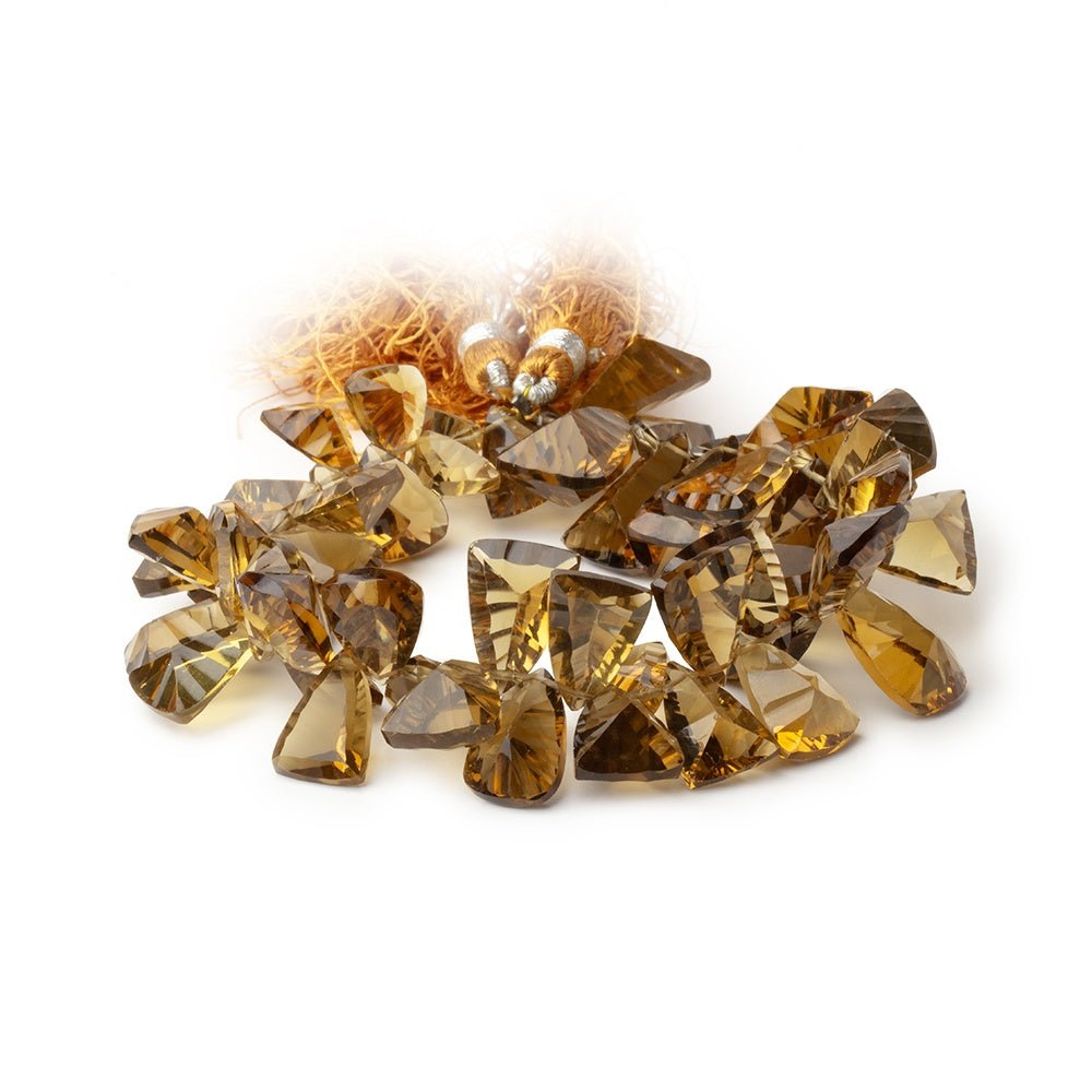 11-18mm Whiskey Quartz Concave Faceted Triangle 7 inch 50 Beads AAA