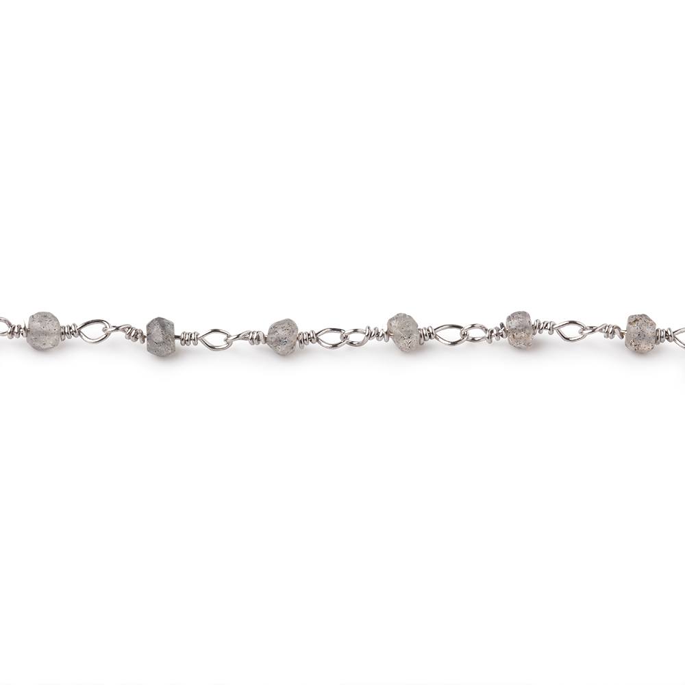 3mm Labradorite faceted rondelle Silver Plated Chain