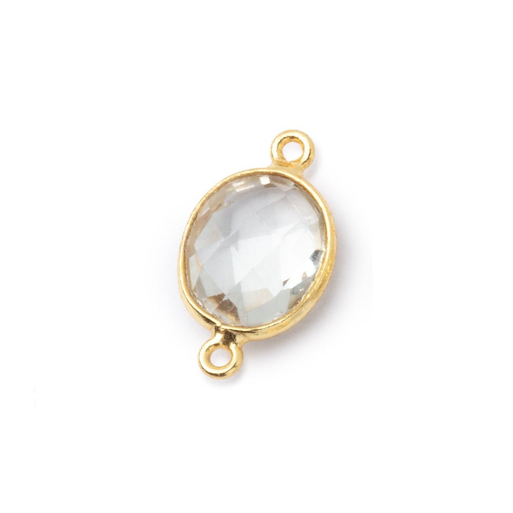 11.5x10mm Vermeil Bezel Prasiolite Faceted Oval Connector 1 piece