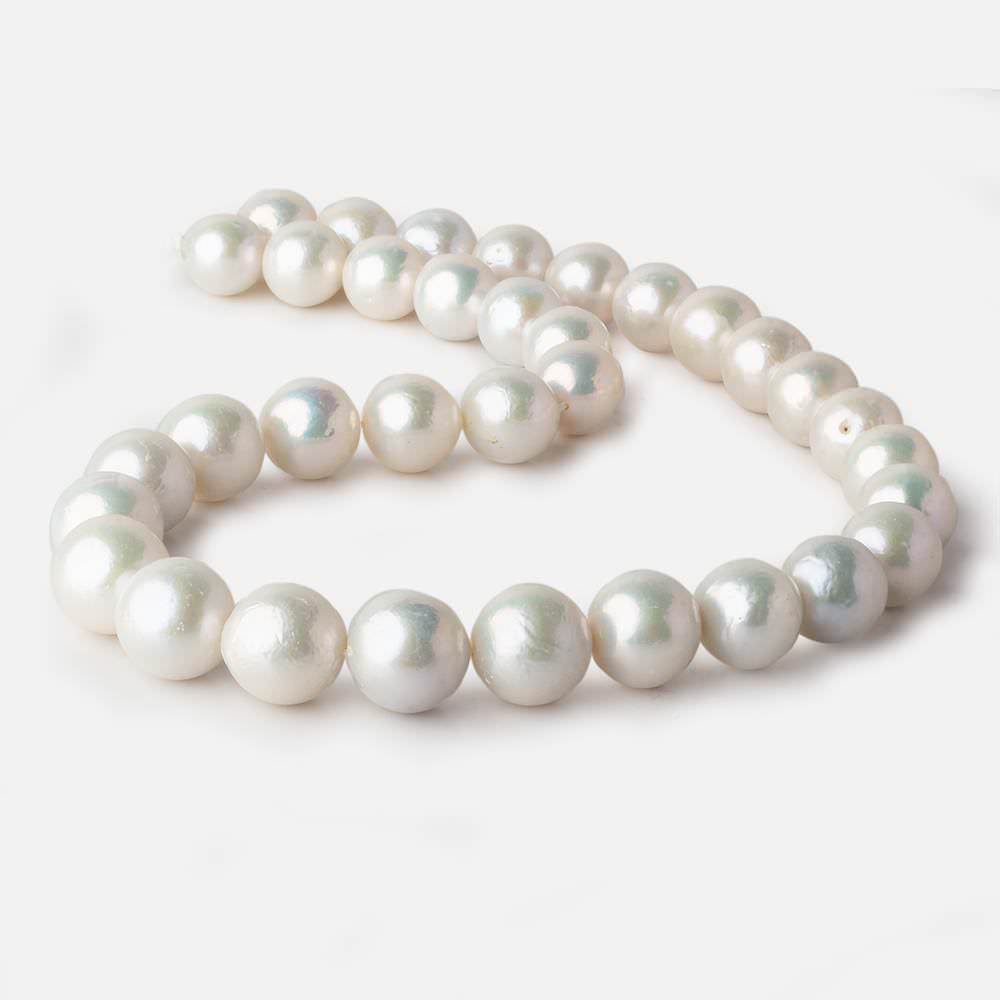 11.5x12-14.5x15mm White Near Round Freshwater Pearl 17 inch 34 pieces A