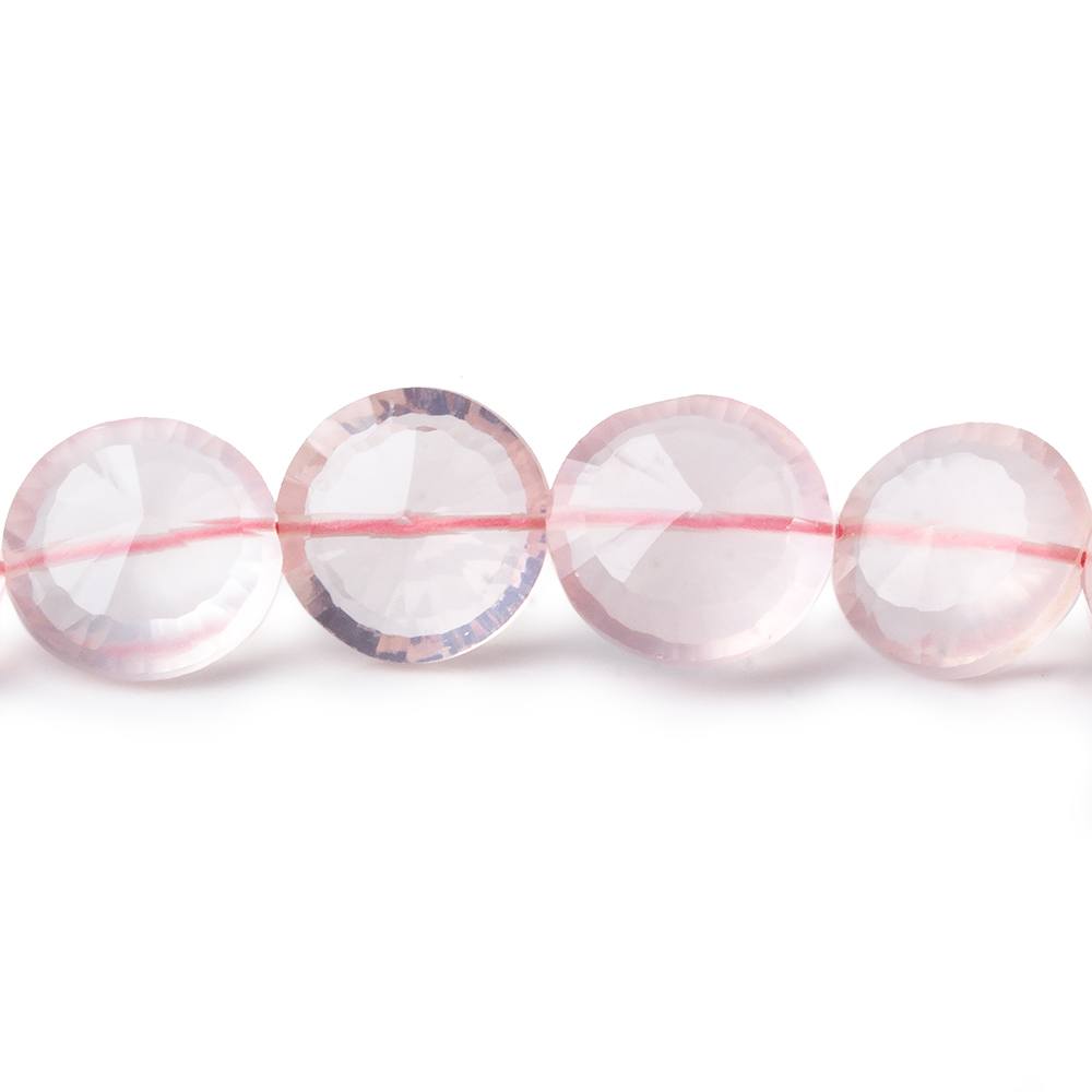 10mm-11mm Rose Quartz brilliant faceted coins 8 inch 20 pieces