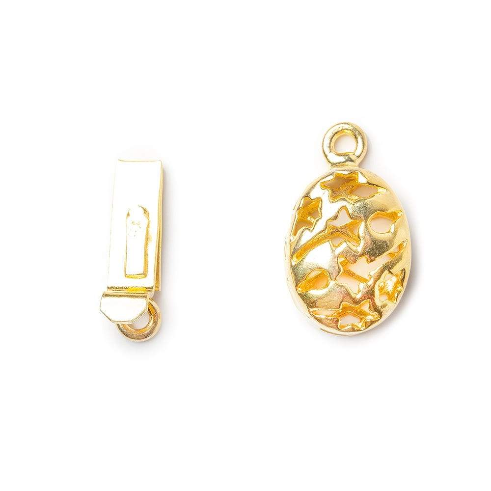 11mm 22kt Gold plated Box Clasp Oval Shooting Star Design 1 piece
