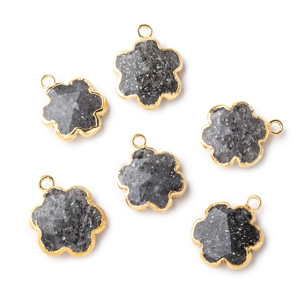 11mm Gold Leafed Celestial Quartz Faceted Flower Focal Pendant 1 piece