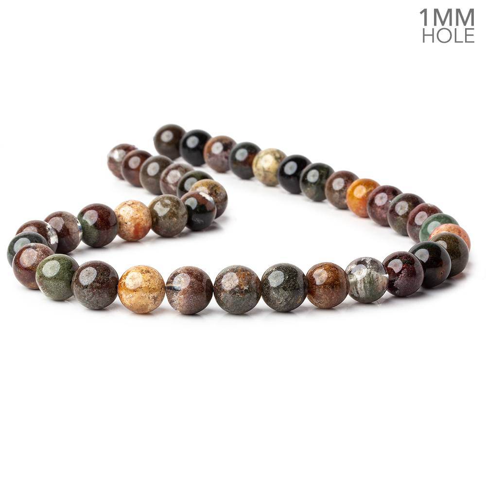 11mm Lodolite (Moss Garden Quartz) plain round large hole beads 16 inch 37 pieces A