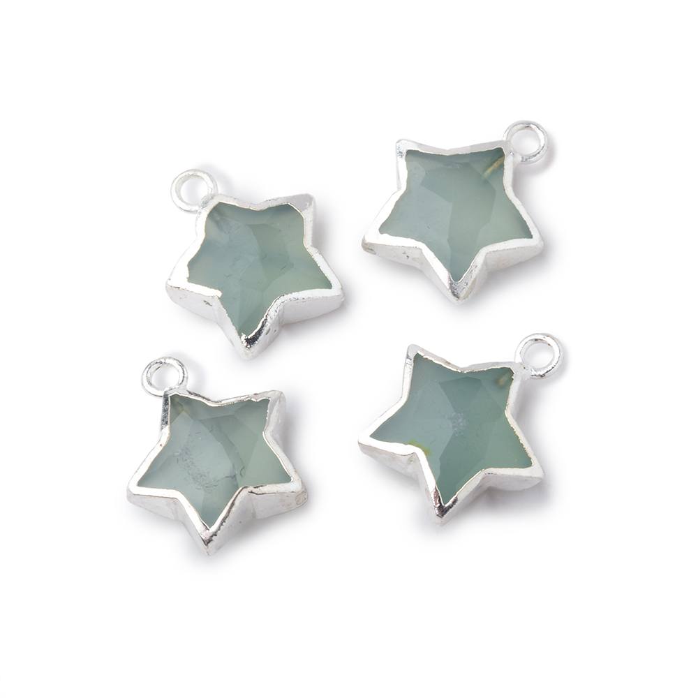11mm Silver Leafed Seafoam Chalcedony Faceted Star Focal Pendant 1 piece