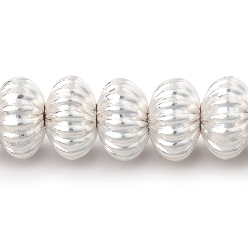 11mm Silver Plated Corrugated Disc Beads 8 inch 28 pieces