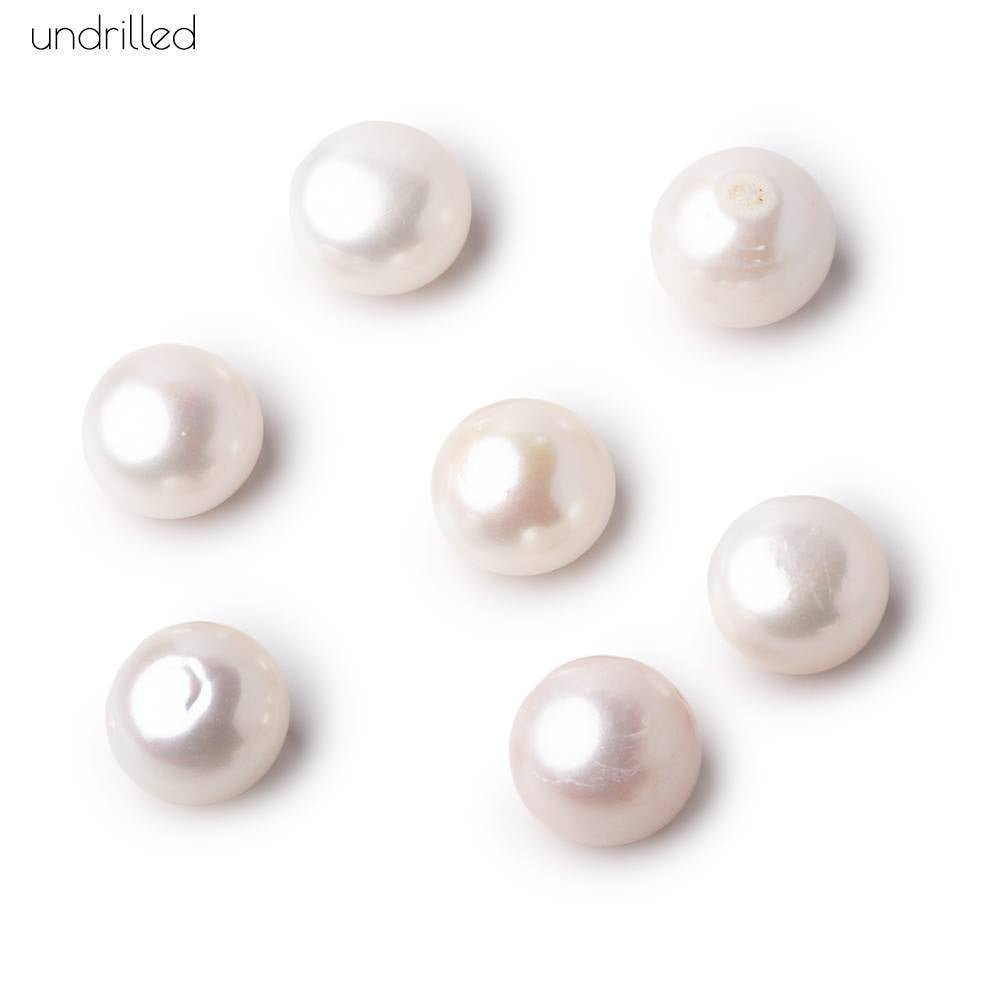 11mm Undrilled Off White Button Freshwater Pearl Focal Beads A