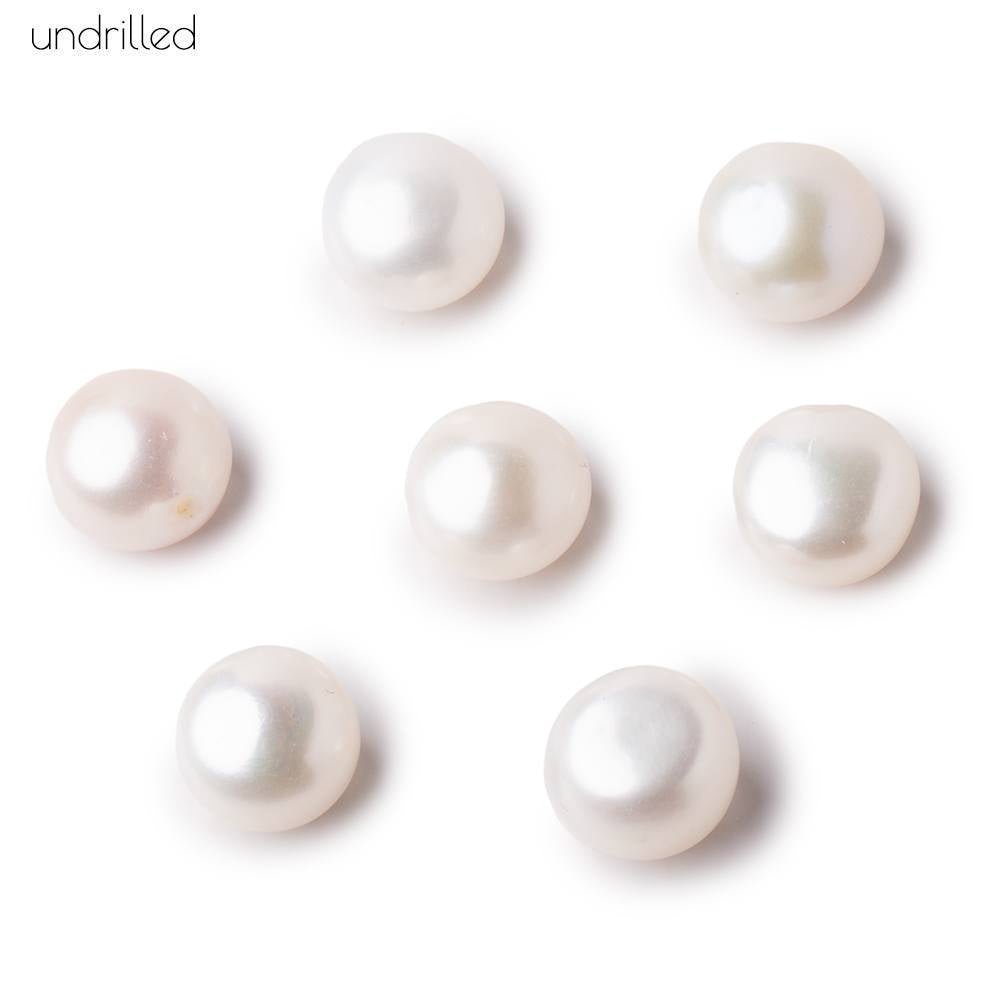11mm Undrilled Off White Button Freshwater Pearl Focal Beads AA