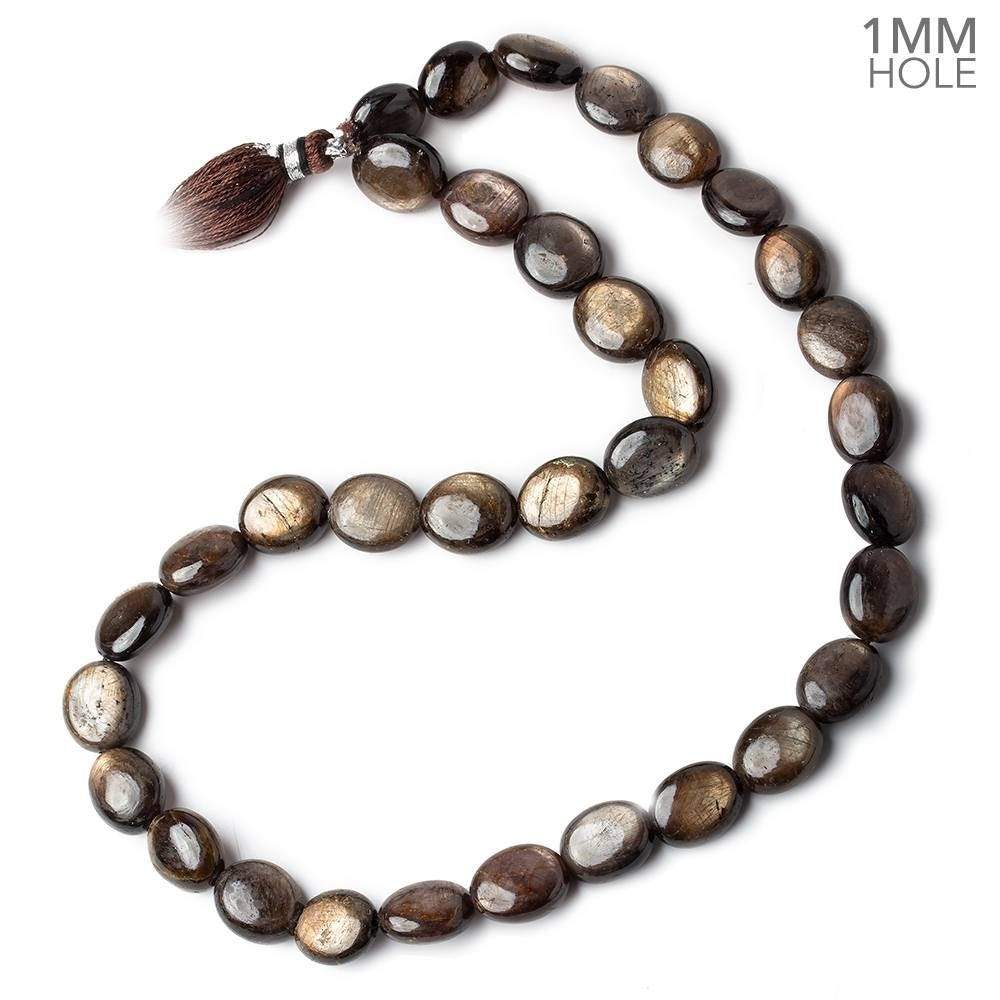 11x10-12x11mm Golden Sheen Chocolate Sapphire Plain Ovals 16 inch 34 beads AA 1mm large hole