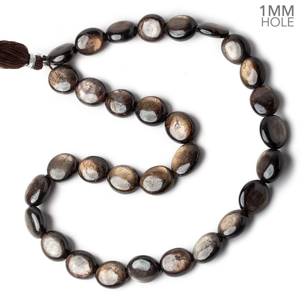 11x10-14x12mm Golden Sheen Chocolate Sapphire Plain Ovals 16 inch 29 beads AA 1mm large hole