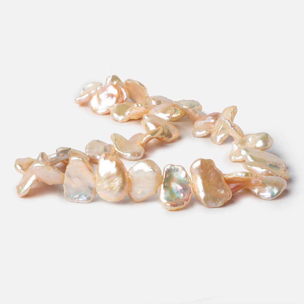 11x10-18x10mm Peach Keshi Side Drill Freshwater Pearls 33 pieces AAA
