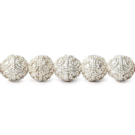 10mm Sterling Silver Plated Copper Bead Roval Miligrain Circles 8 inch 20 pcs