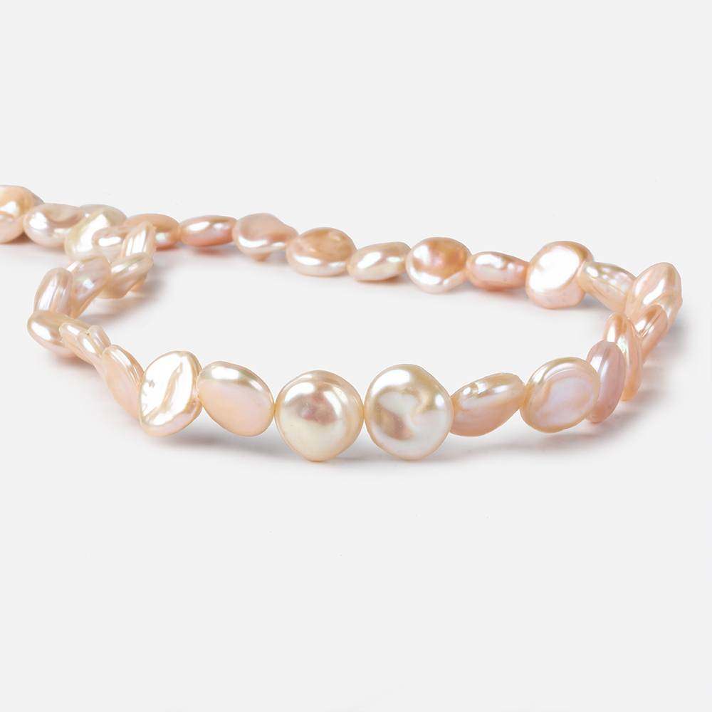 11x11-13x12mm Peachy Pink Keshi side drilled Freshwater Pearls 15.5 inch 35 pieces