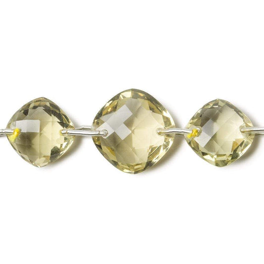 11x11-16x16mm Lemon Quartz double drill faceted pillow 12 inch 19 beads AAA