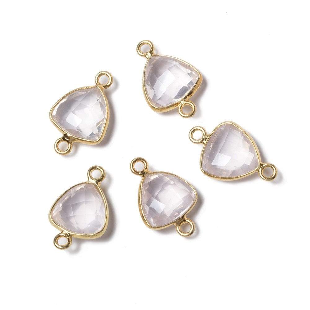 11x11mm Vermeil Bezeled Rose Quartz trillion Connector 1 piece