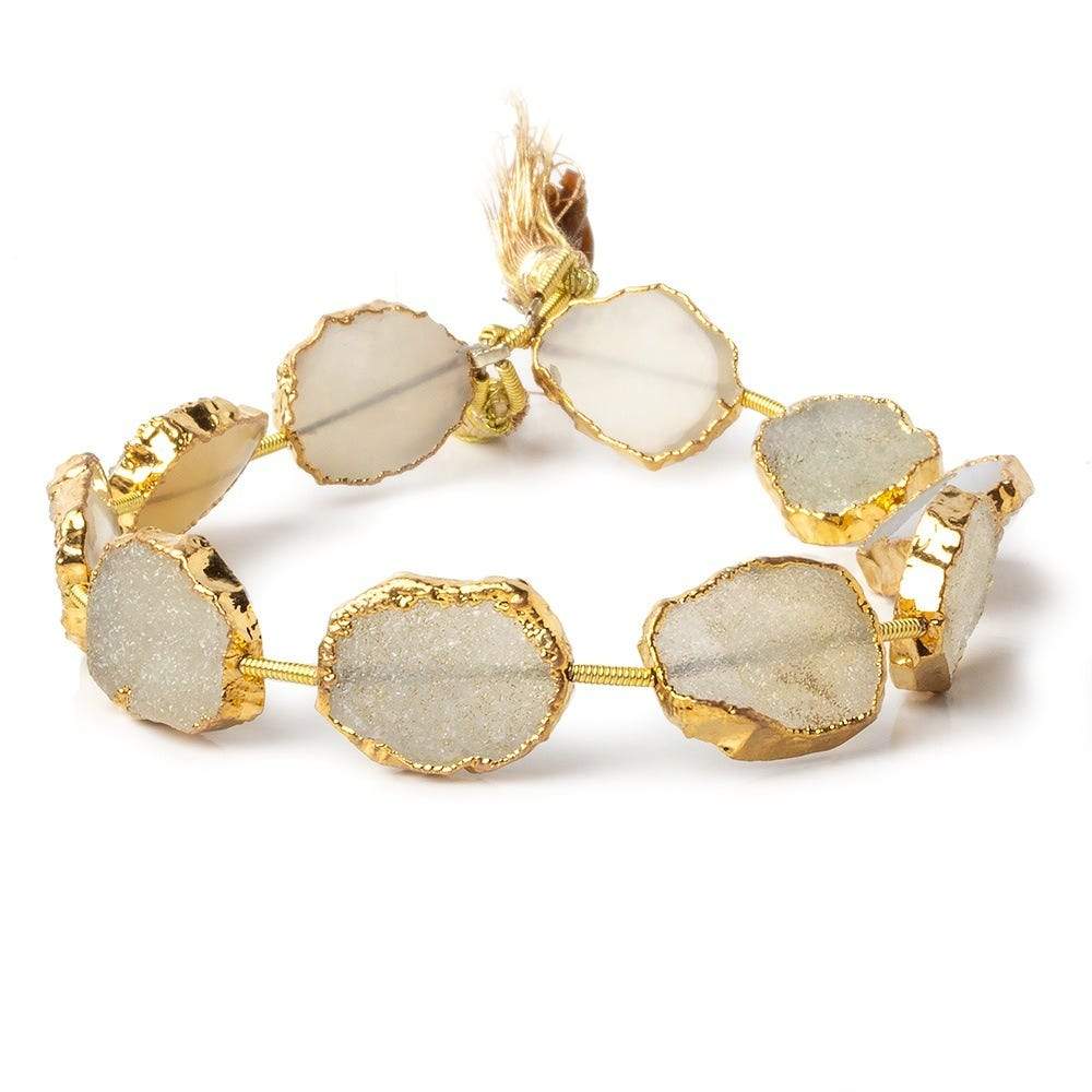 11x15-13x15mm Gold Leafed Butter Yellow Drusy straight drilled Slices 8 inch 10 beads