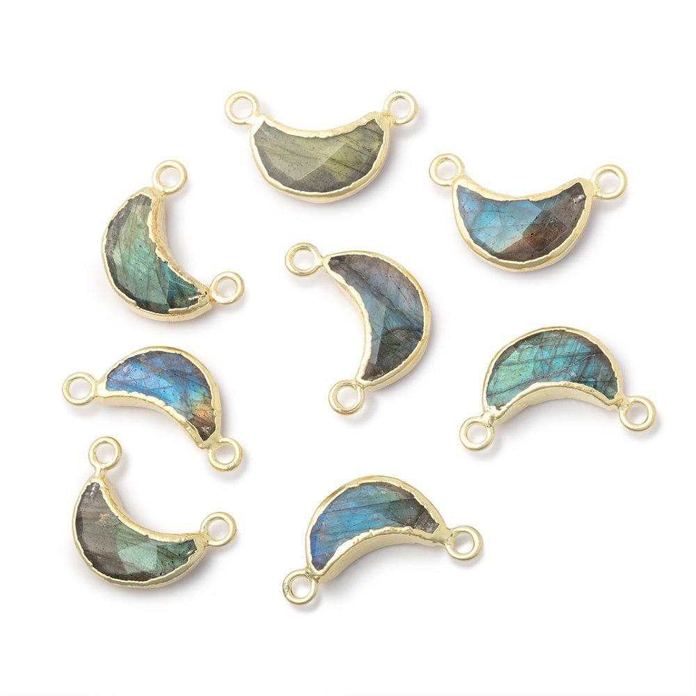 11x5mm Gold Leafed Labradorite Faceted Crescent Moon 1 Connector