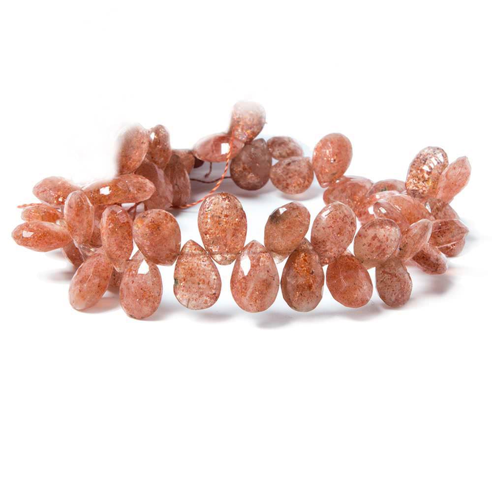 11x7-12x8mm Sunstone faceted pear Beads 8.5 inch 49 pieces
