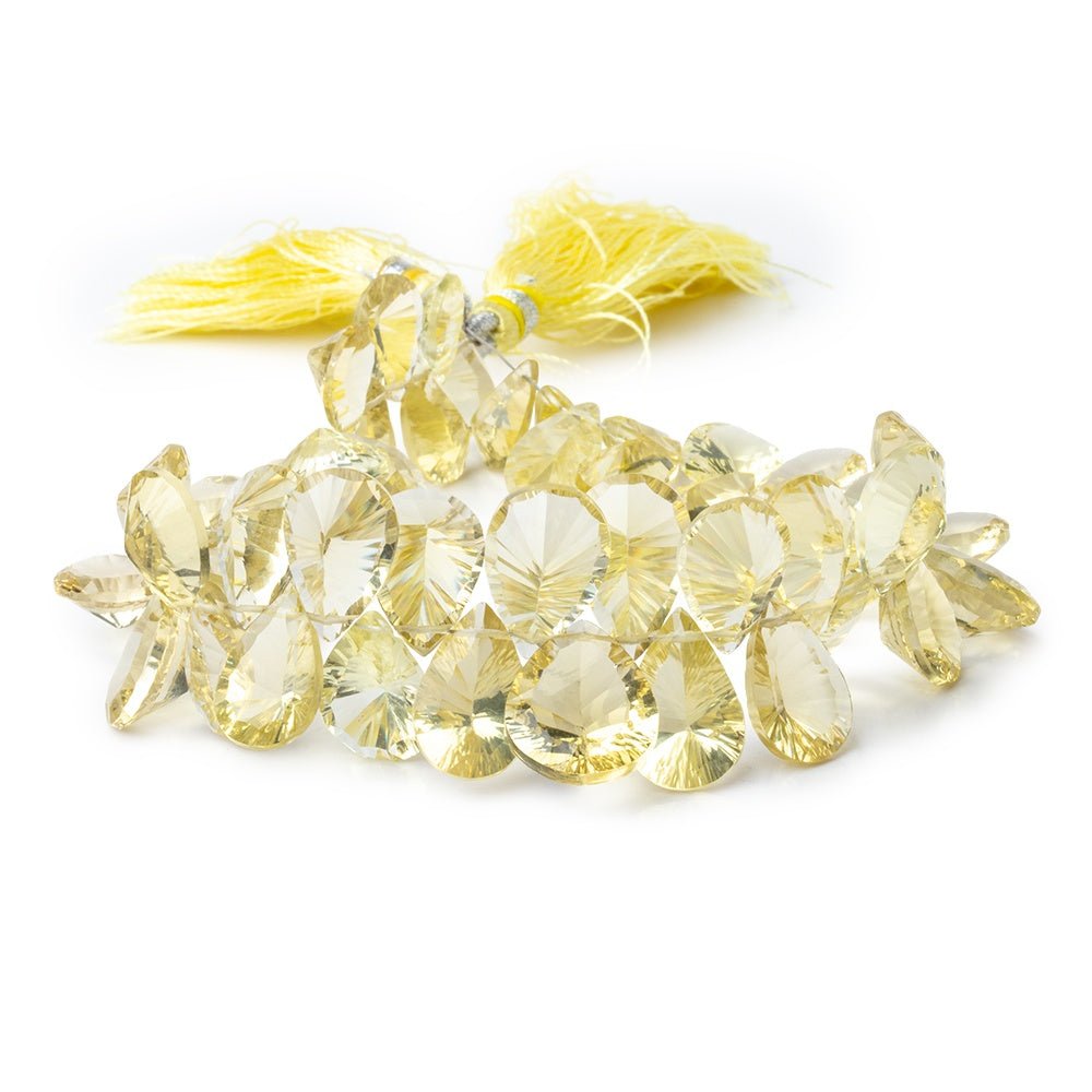 11x7-17x11mm Lemon Quartz Concave Faceted Pear Beads 7.5 inch 47 pieces AAA