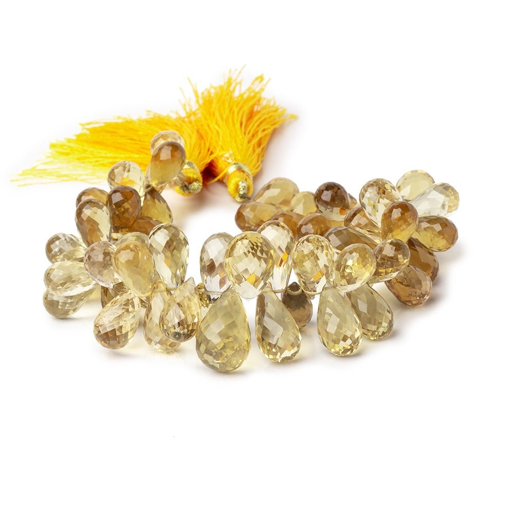 11x7-18x9mm Honey, Whiskey, & Lemon Quartz Faceted Tear Drops 7.5 inch 64 Beads