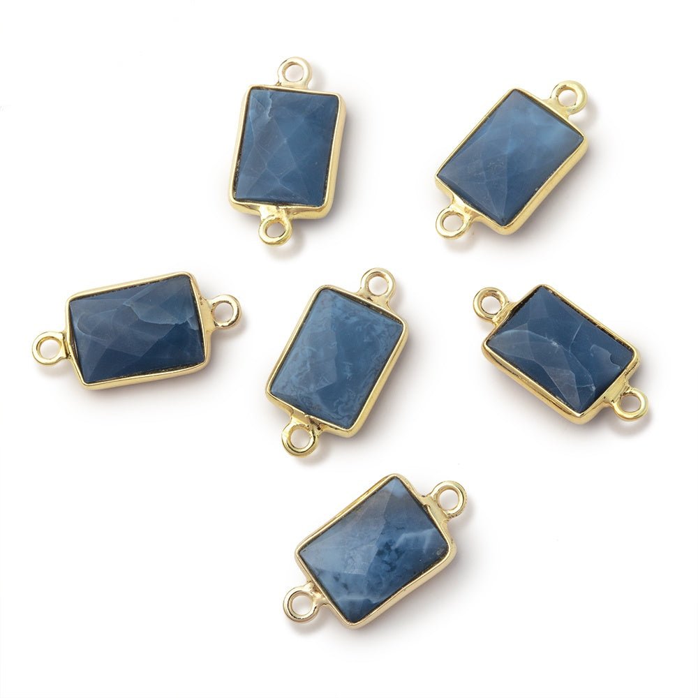 11x8mm Vermeil Bezel Owyhee Blue Opal Faceted Rectangle 1 Connector