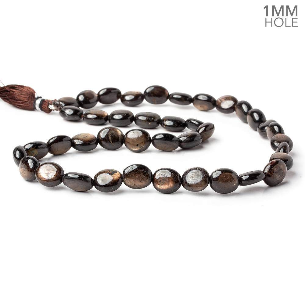 11x9-12x9mm Golden Sheen Chocolate Sapphire Plain Ovals 16 inch 38 beads A 1mm large hole