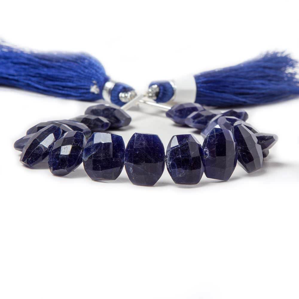 11x9-12x9mm Sodalite side drilled Faceted Cushion Beads 6 inch 17 pieces