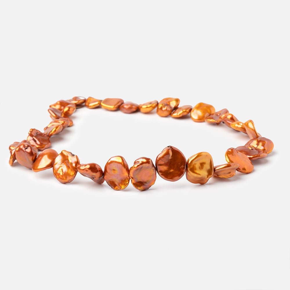 Burnt Orange Keshi Freshwater Pearls 15.5 inch 33 Beads AA
