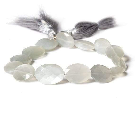 11x9-13x9mm Platinum Grey Moonstone faceted oval 8.5 inch 15 Beads