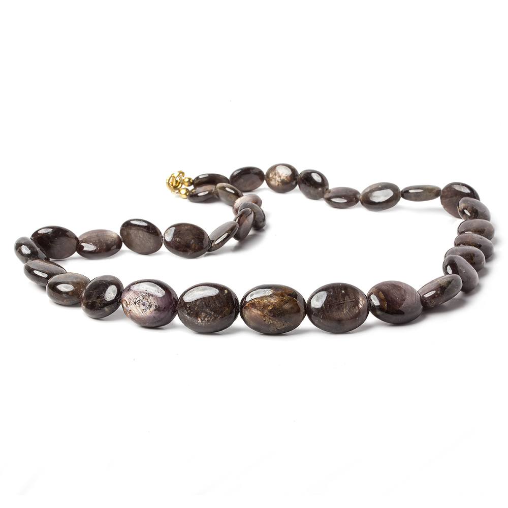 11x9-16x13mm Chocolate Sapphire plain oval Necklace Brass Lobster Clasp 17 inch