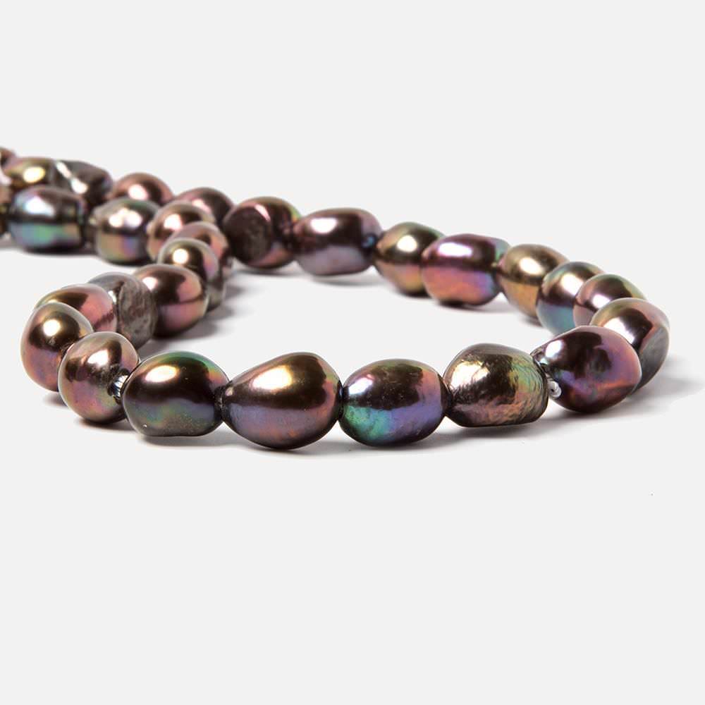 11x9.5-12.5x10mm Metallic Peacock Baroque 2.5mm large hole Pearl 15 in. 30 pcs