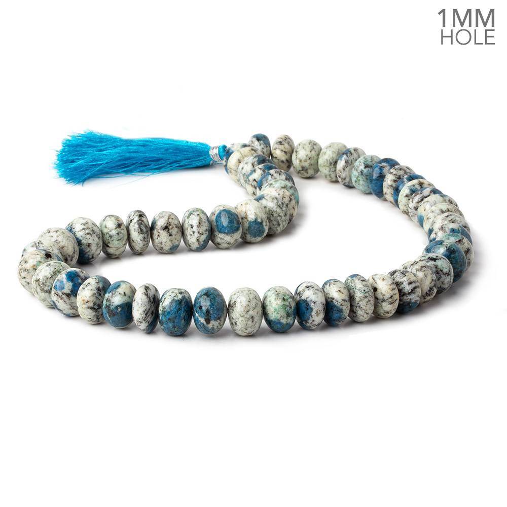 12-12.5mm K2 Azurite Granite "K2 Jasper" plain rondelles 16 inch 50 beads 1mm hole