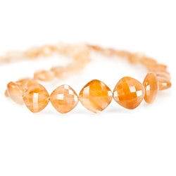 12-14mm Caramel Rutilated Quartz Faceted Pillow Beads 16 inch 32 pcs AAA