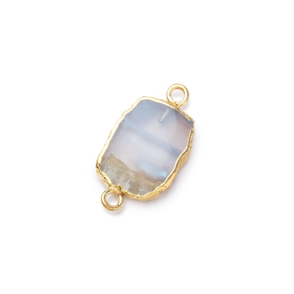 12-14mm Gold Leafed Blue Lace Agate Slice Connector 1 piece